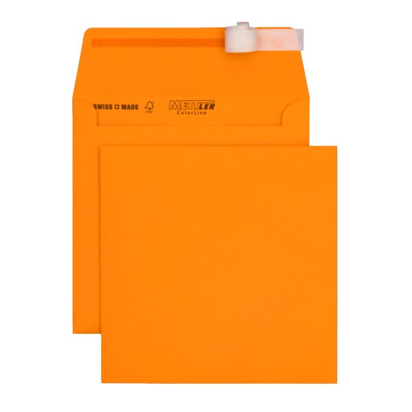 METTLER Couvert farbig 155 x 155 mm ohne Fenster Haftklebe hellorange 120g - 500 Stück