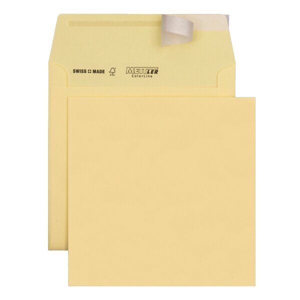 METTLER Enveloppe couleur 175 x 175 mm sans fenêtre jaune pastel 120g - 500 pièces