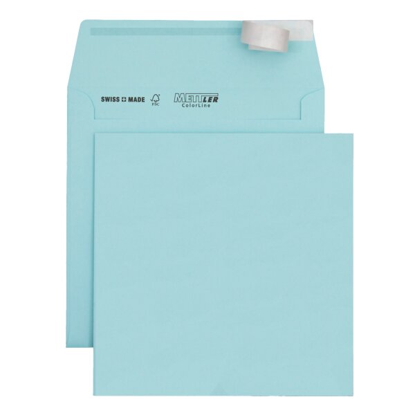 METTLER Enveloppe couleur 175 x 157 sans fenêtre bleu pastel 120g - 500 pièces
