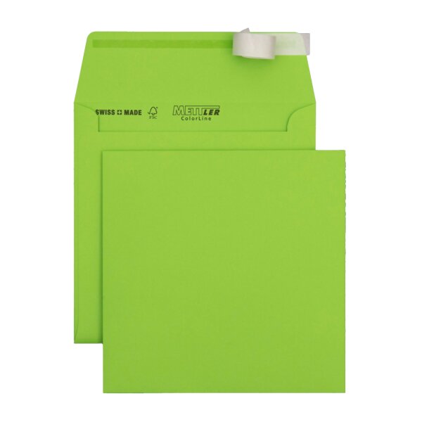 METTLER Enveloppe couleur 155 x 155 sans fenêtre vert poison 120g - 500 pièces