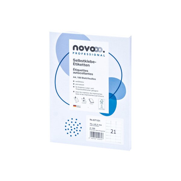 NOVOOO Etiquette 70x42.3mm 67151 blanc 2100 pi&egrave;ces