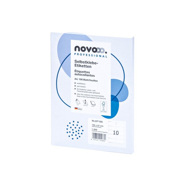 NOVOOO Etiquette 105x57mm 67155 blanc 1000 pi&egrave;ces