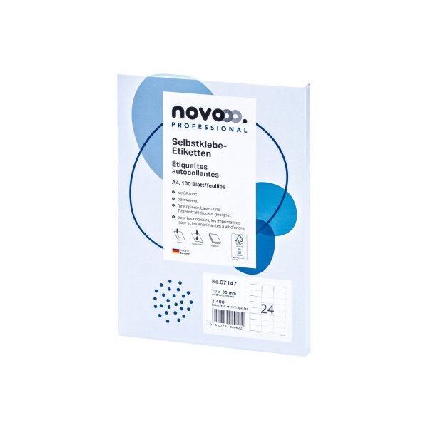 NOVOOO Etiquette 70x35mm 67147 blanc 2400 pi&egrave;ces