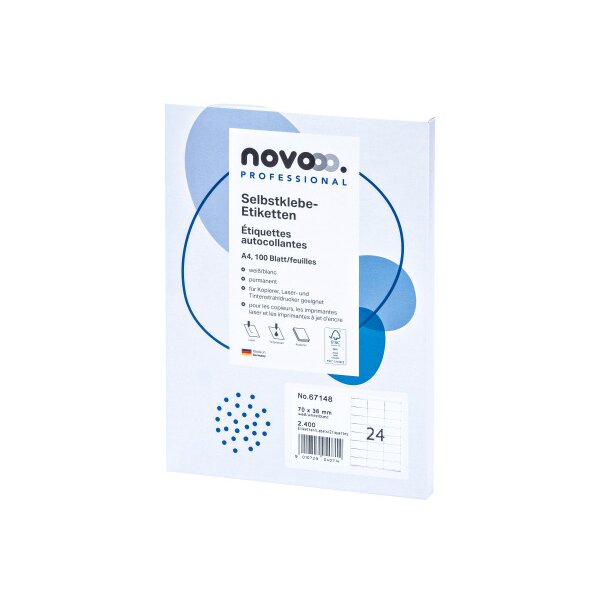 NOVOOO Etiquette 70x36mm 67148 blanc 2400 pi&egrave;ces