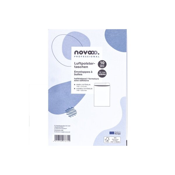 NOVOOO Enveloppe molleton Gr.2 E-1712144 blanc, 140x225mm 10 pi&egrave;ces