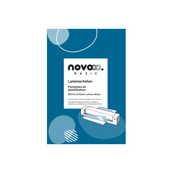 NOVOOO Pochettes a plastifier A5 47010000 brillant, 80my 25 pcs.