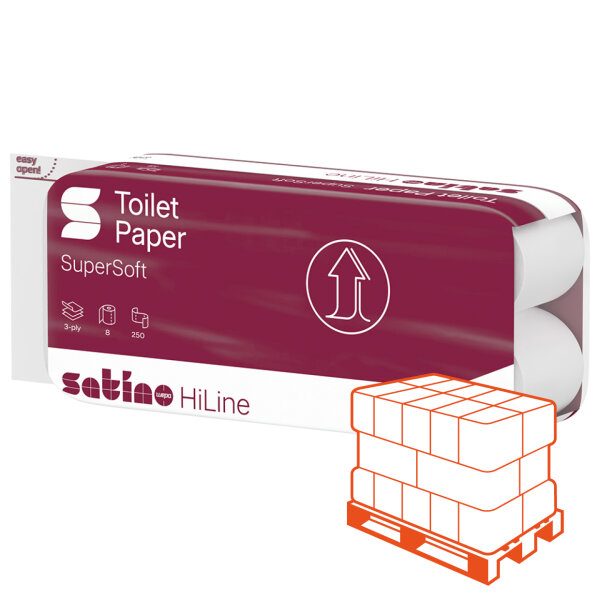 SATINO HiLine Papier de toilette extra blanc, 3 couches, 250 feuilles - 1/2 Palette (896 rouleaux)