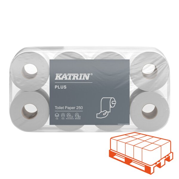 KATRIN Plus Toilettenpapier weiss, 3-lagig, 250 Blatt - 1/4 Palette (360 Rollen)