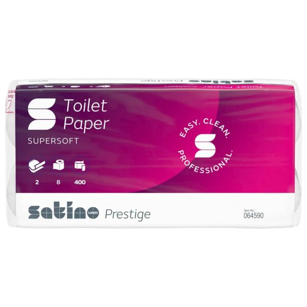 SATINO Prestige Papier de toilette extra blanc, 4 couches, 150 feuilles - 1/2 Palette (720 rouleaux)