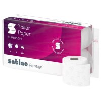 SATINO Prestige Papier de toilette extra blanc, 4 couches, 150 feuilles - 1/4 Palette (360 rouleaux)