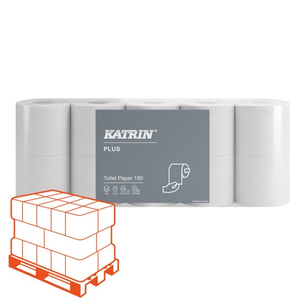 KATRIN Plus Papier de toilette blanc, 4 couches, 180 feuilles - 1/2 Palette (700 rouleaux)