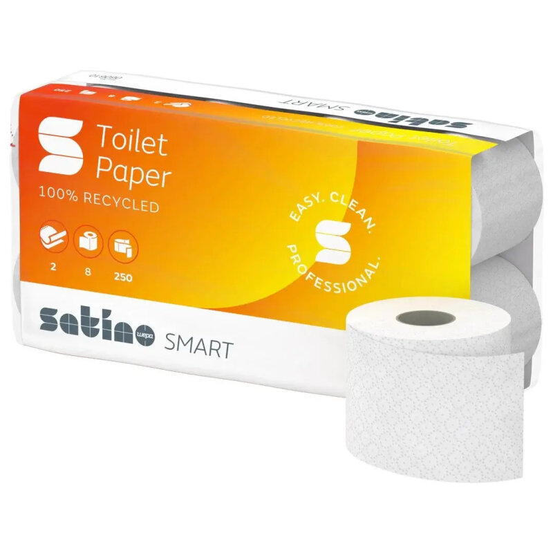 SATINO Smart Recycling Toilettenpapier weiss, 2-lagig, 250 Blatt - 1/4 Palette (512 Rollen)