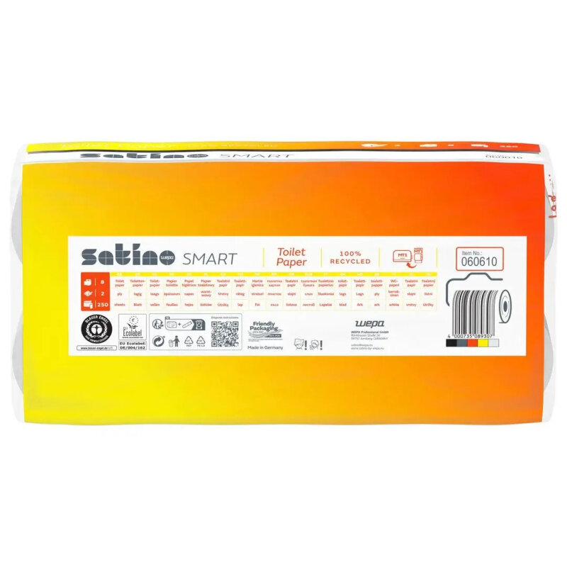 SATINO Smart Recycling Toilettenpapier weiss, 2-lagig, 250 Blatt - 1/4 Palette (512 Rollen)