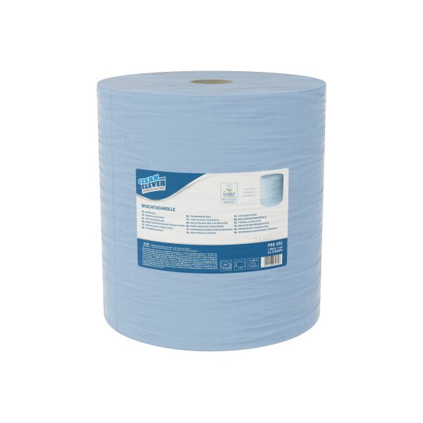 CLEAN AND CLEVER Putztuchrollen 3-lagig 38x36cm P1673 Maxi, blau, recycling