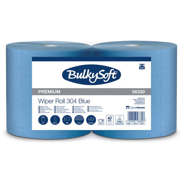 BULKYSOFT Rouleau de chiffons 3x 26x38cm 26262 bleu 2 rouleaux