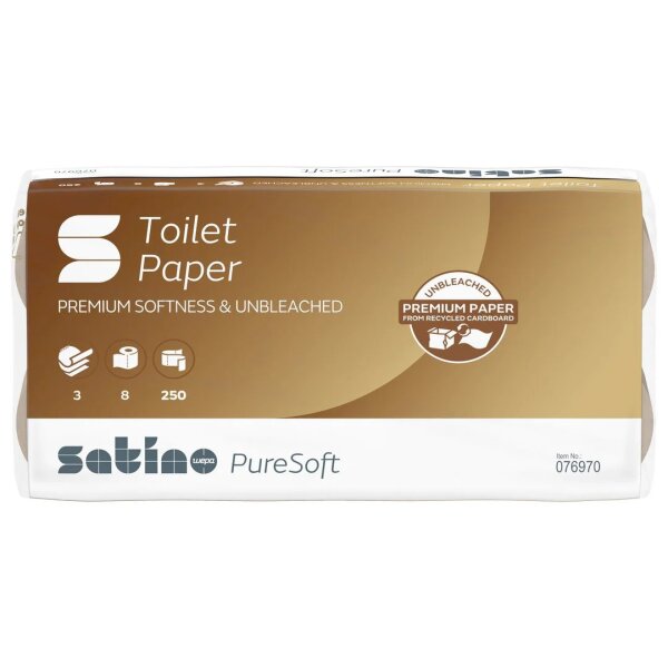 SATINO PureSoft Recycling Papier de toilette beige, 3-couches, 250 feuilles - 1 Palette (2112 rouleaux)
