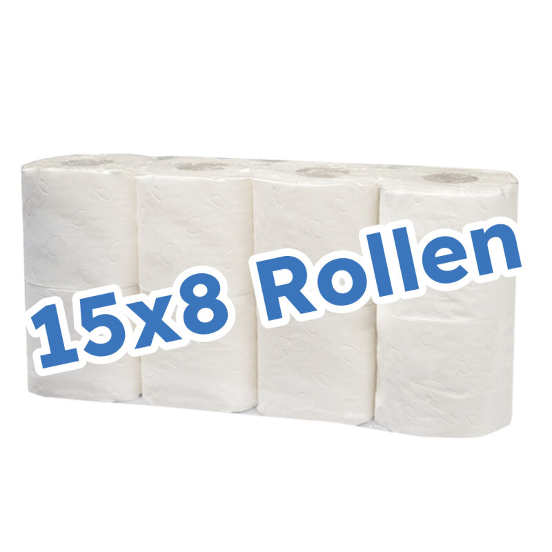 LOW BUDGET Papier de toilette extra blanc, 3 couches, 250 feuilles - 15 sacs (120 rouleaux)