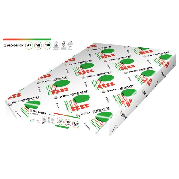 PRO-DESIGN Papier Laser couleur extra blanc A3 90g - 1 Carton (1.500 Feuilles)