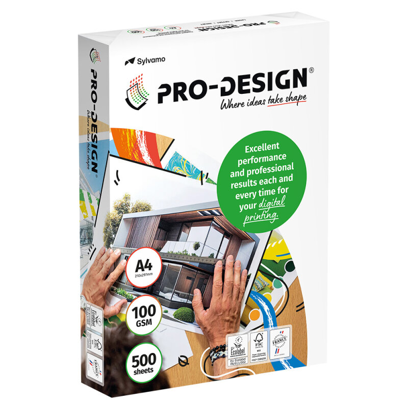 PRO-DESIGN Papier Laser couleur extra blanc A4 100g - 1 Carton (2.500 Feuilles)