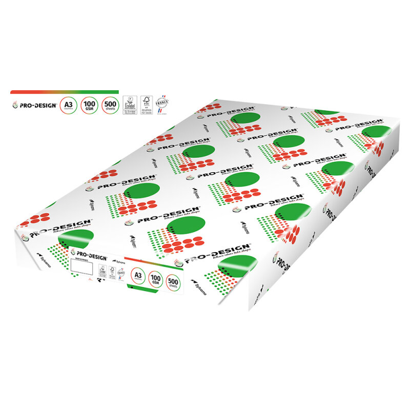 PRO-DESIGN Papier Laser couleur extra blanc A3 100g - 1 Carton (1.500 Feuilles)