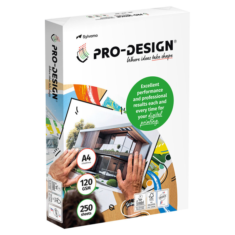 PRO-DESIGN Papier Laser couleur extra blanc A4 120g - 1 Carton (2.000 Feuilles)
