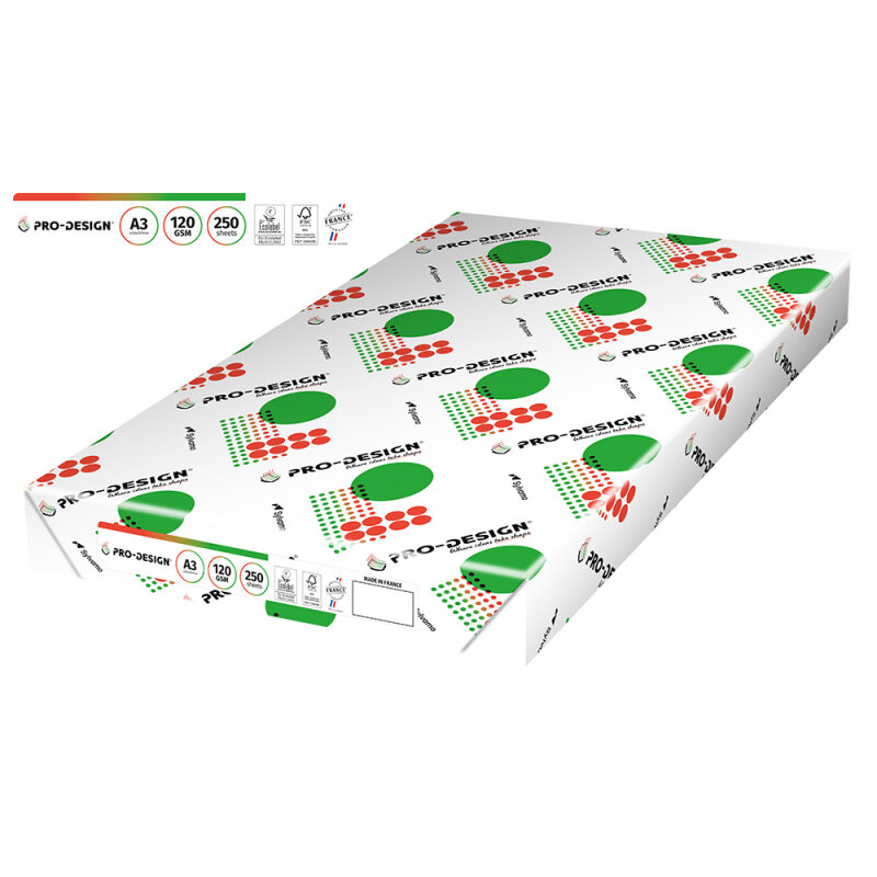 PRO-DESIGN Papier Laser couleur extra blanc A3 120g - 1 Carton (1.250 Feuilles)