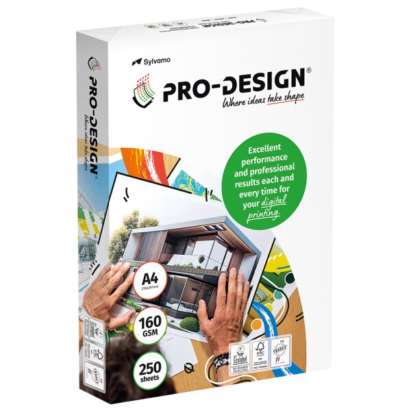 PRO-DESIGN Papier Laser couleur extra blanc A4 160g - 1 Carton (1.250 Feuilles)