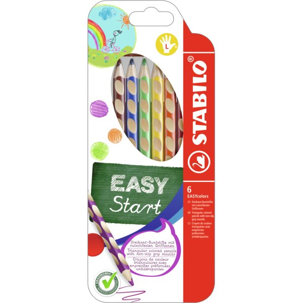 STABILO Dreikant-Buntstifte EASYcolors R, 6er Kartonetui
