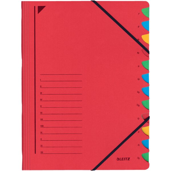 LEITZ Ordnungsmappe, DIN A4, Karton, 7 Fächer, blau