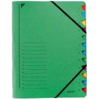 LEITZ Chemise trieur, A4, carton, 12 compartiments, vert