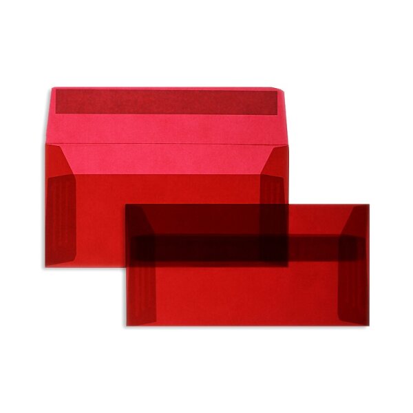 BLANKE Couvert C5/6 ohne Fenster transparent-rot 90g - 1 Stück