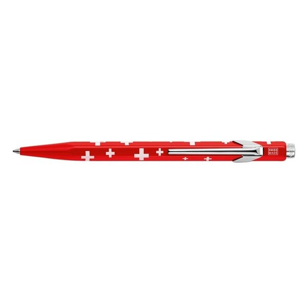 CARAN DACHE Stylo &agrave; bille Totally Swiss 849.053 rouge/blanc, avec boite m&eacute;tal