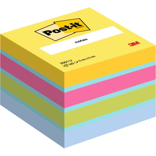 Post-it Bloc-note cube notes mini, 51x51 mm, couleurs ultra