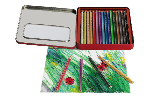 FABER-CASTELL Farbstifte Jumbo Grip 110916 16 Farben Metalletui