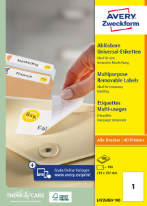 AVERY Zweckform Etiquette universelle, 210 x 297 mm, blanc