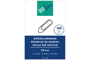 BÜROLINE Büroklammern Gr.4 110104 vernickelt,...