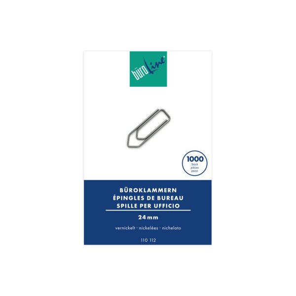 BÜROLINE Trombones no.2 110112 nickelé, 24mm 1000 pcs.