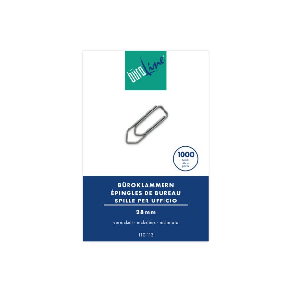 BÜROLINE Trombones no.3 110113 nickelé, 28mm 1000 pcs.