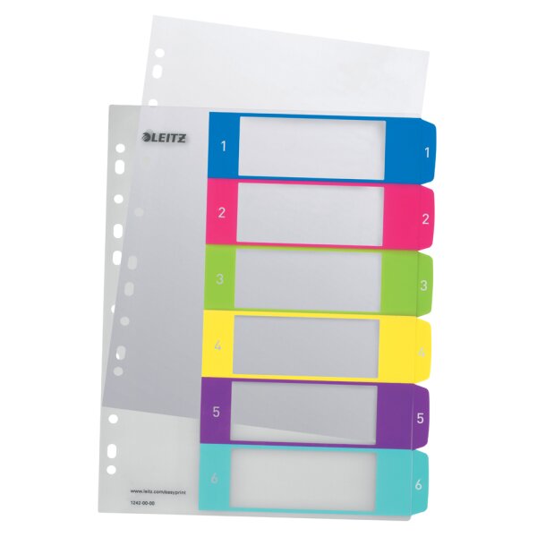 LEITZ Intercalaires en plastique WOW, numéroté, A4, 1-10