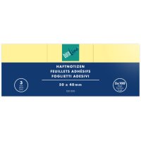 BÜROLINE Haftnotizen 50x40mm 133030 gelb 3x100 Blatt