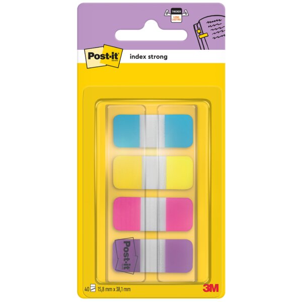 Post-it Marque-page Index Strong Mini, 16 x 38mm, 4 couleurs