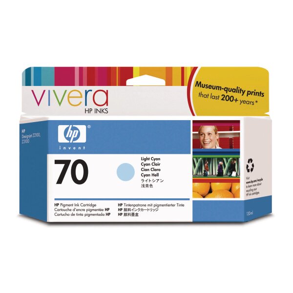HP Cart. dencre 70 light cyan C9390A DesignJet Z2100/3100 130ml