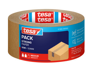 tesapack Verpackungsklebeband STRONG PAPER, 50 mm x 50 m