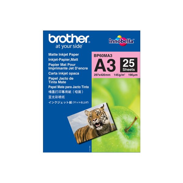 BROTHER InkJet Paper mat 145g A3 BP60-MA3 MFC-6490CW 25 feuilles