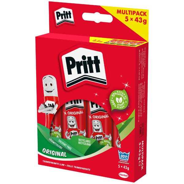 Pritt Klebestift 6 x 22g im Multi-Pack, lösemittelfrei