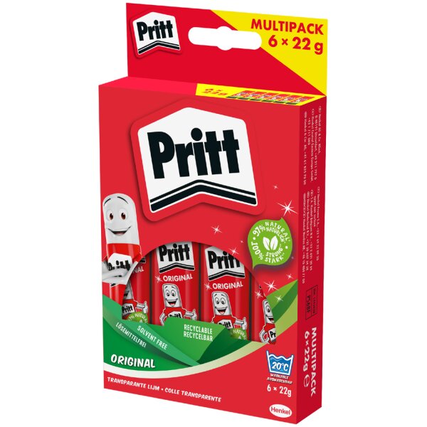 Pritt Bâton de colle 5 x 43 g, en multipack, sans solvant