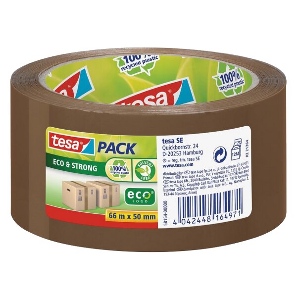 tesapack Verpackungsklebeband Eco & Strong, 50 mm x 66 m