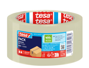 tesapack Verpackungsklebeband STRONG RECYCLED, 50 mm x 66 m