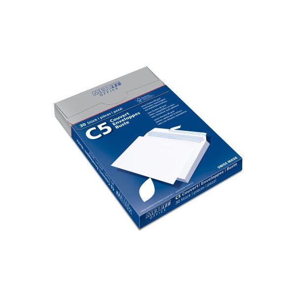 METTLER Couvert ohne Fenster C5 8066-100-S30 100g, hochweiss, Kleber 30 Stk