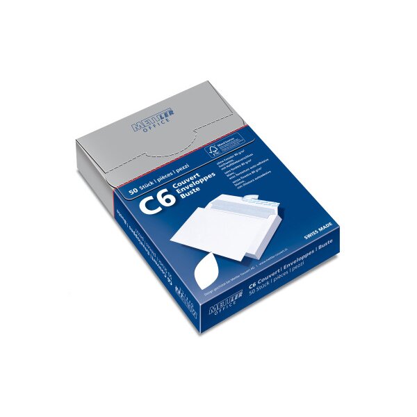 METTLER Enveloppe sans fenêtre C6 6066-80-S50 80g,blanc,colle 50 pcs.